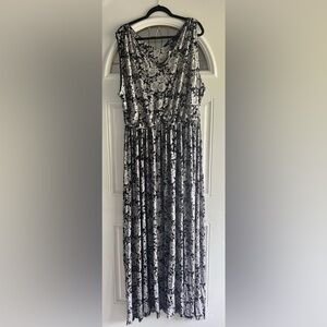 LTS Tall Black Floral Side Slit Maxi Dress